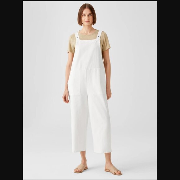 EILEEN FISHER Organic White Cotton Hemp Overalls Women´s Size XXS,All Products : American Fashion Style Bags On Sale